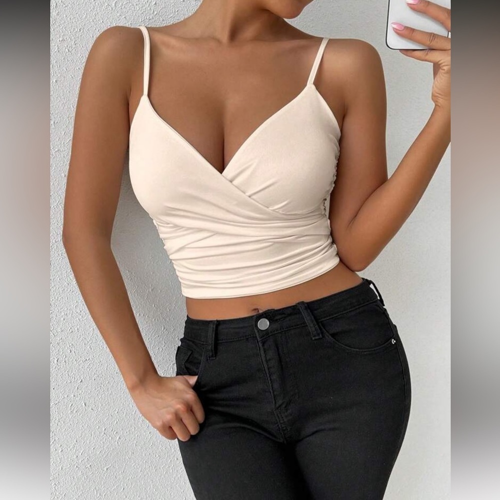 Elegant Beige Wrap Top